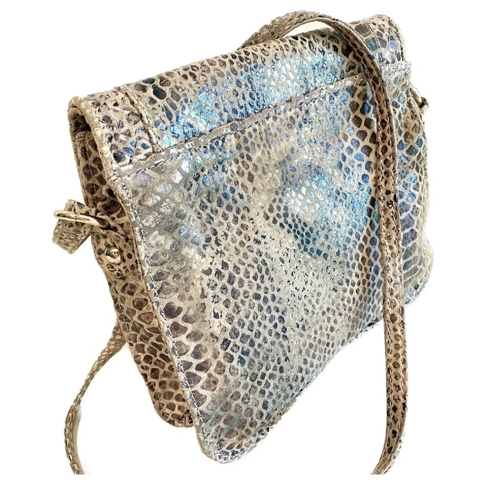 Elliott Lucca Vintage Python Snakeskin Rojo Flap Crossbody